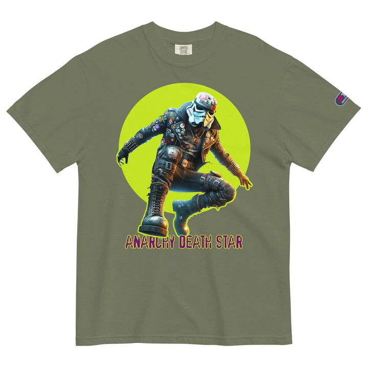 ANARCHY DEATH STAR - Unisex heavyweight t-shirt - Moss / S - Unisex T-Shirt
