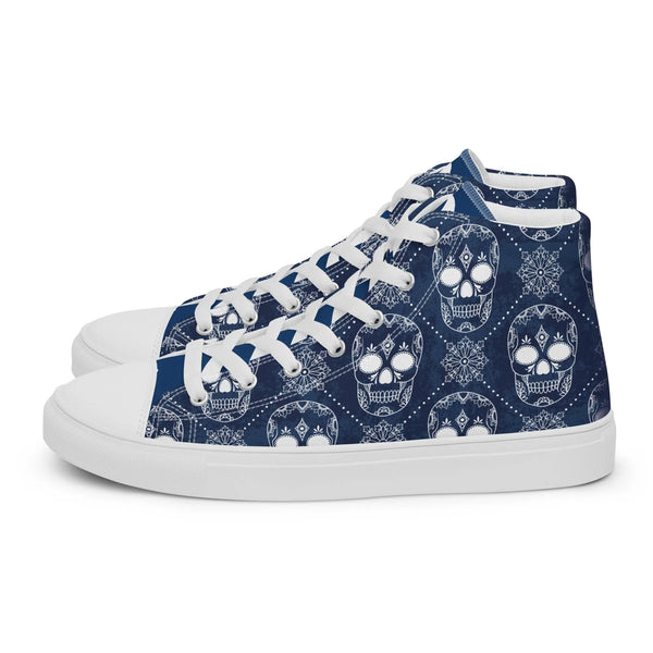 BLUE SKULLS - high top canvas shoes - 5 - Shoes