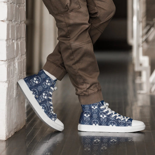 BLUE SKULLS - high top canvas shoes - Shoes