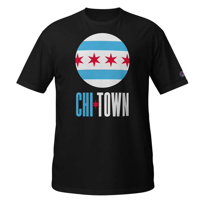 Unisex streetwear t-shirt with Chicago flag, ring-spun cotton, ’CHI-TOWN’ text