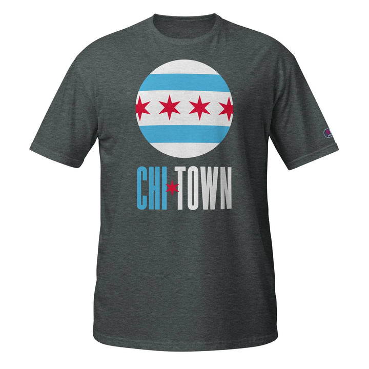 Chicago Flag Unisex T-Shirt in ring-spun cotton featuring ’CHI-TOWN’ text