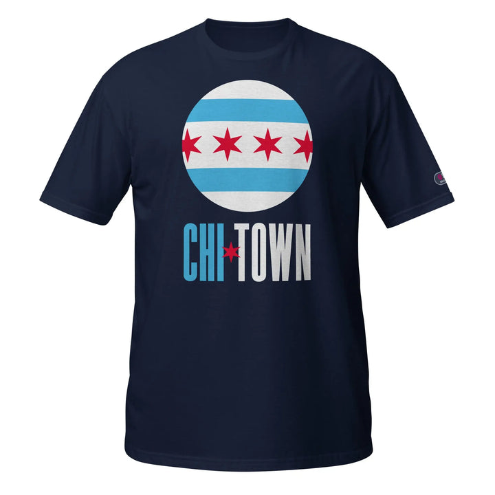 Navy blue ring-spun cotton Chi-Town t-shirt with Chicago flag design
