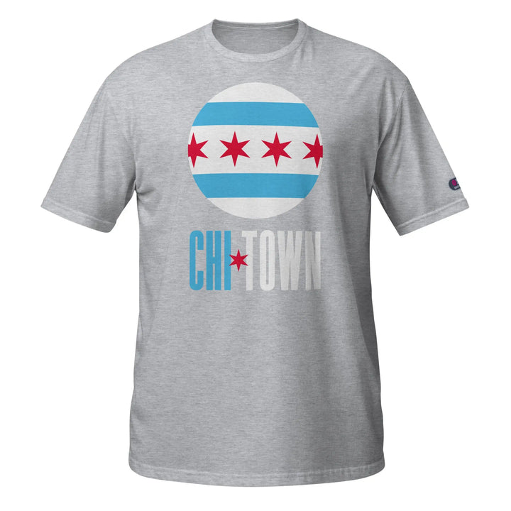 Chi-Town T-Shirt: Soft ring-spun cotton, gray with Chicago flag & ’CHI TOWN’ text