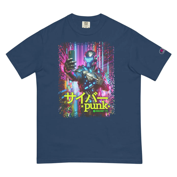 CYBERPUNK SELFIE - Unisex Heavyweight T-Shirt - True Navy / S - Unisex T-Shirt