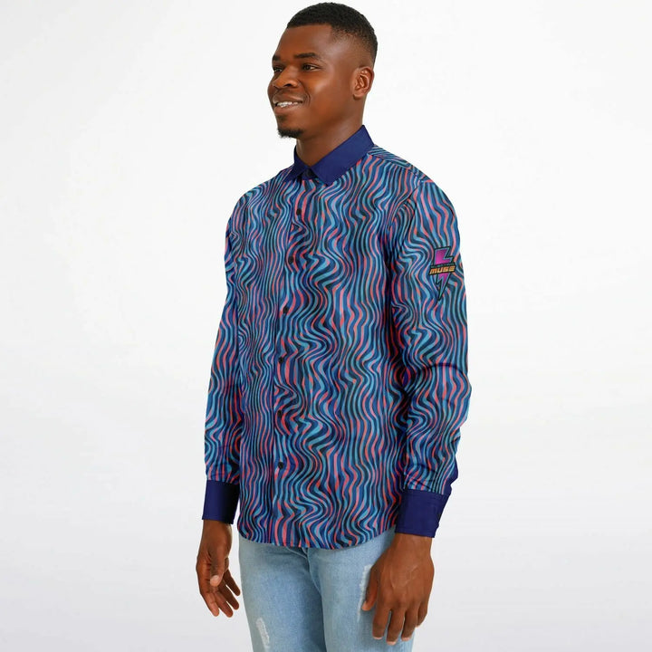 Get Trippy with This Glam Rock Long Sleeve Shirt - Long Sleeve Button Down Shirt
