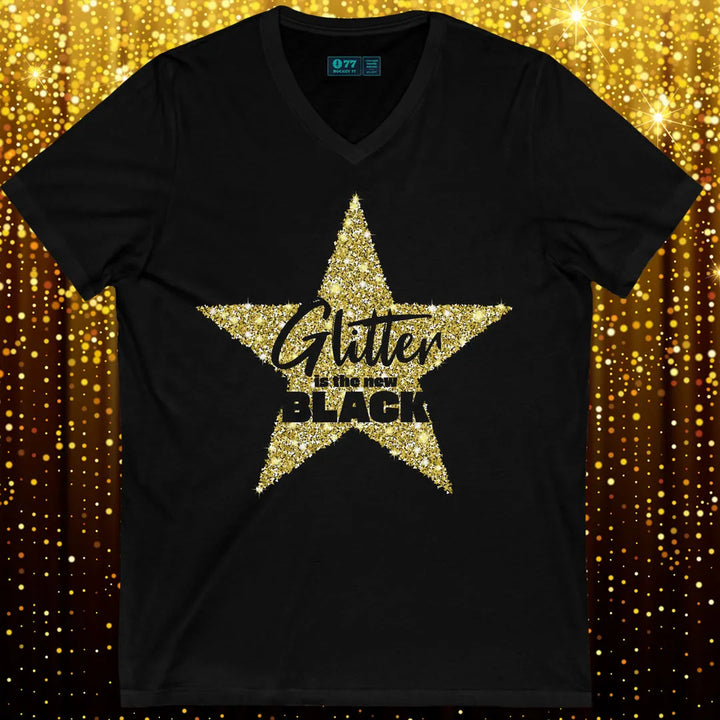 🔥 Glam Rock V-Neck T-Shirt – Bring the 70s Disco Vibes to Life! 🔥 - S / Black - Women’s T-Shirt