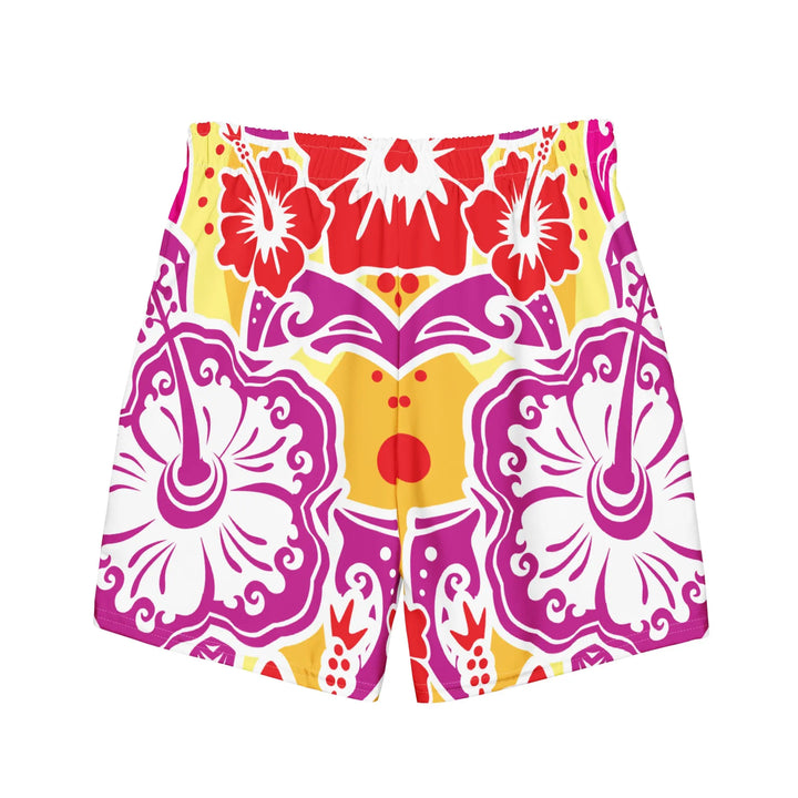 Colorful floral-patterned Hawaii Blossoms Retro board shorts with UPF 50+ protection