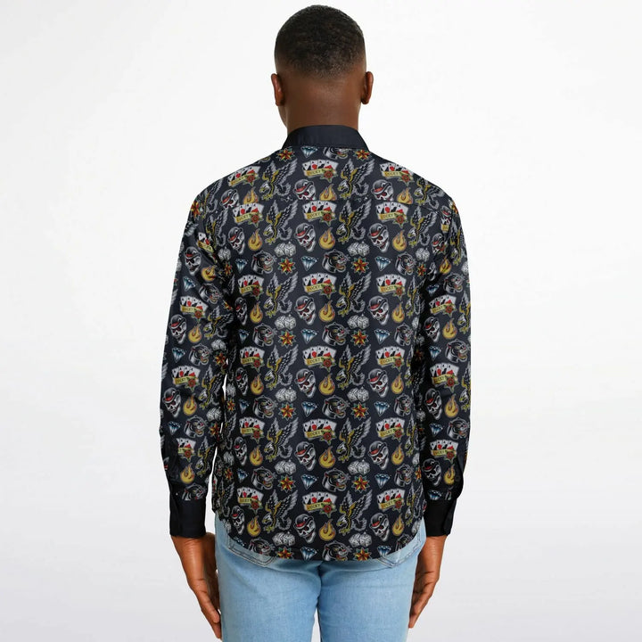 Long Sleeve Button Down Shirt - Long Sleeve Button Down Shirt - AOP