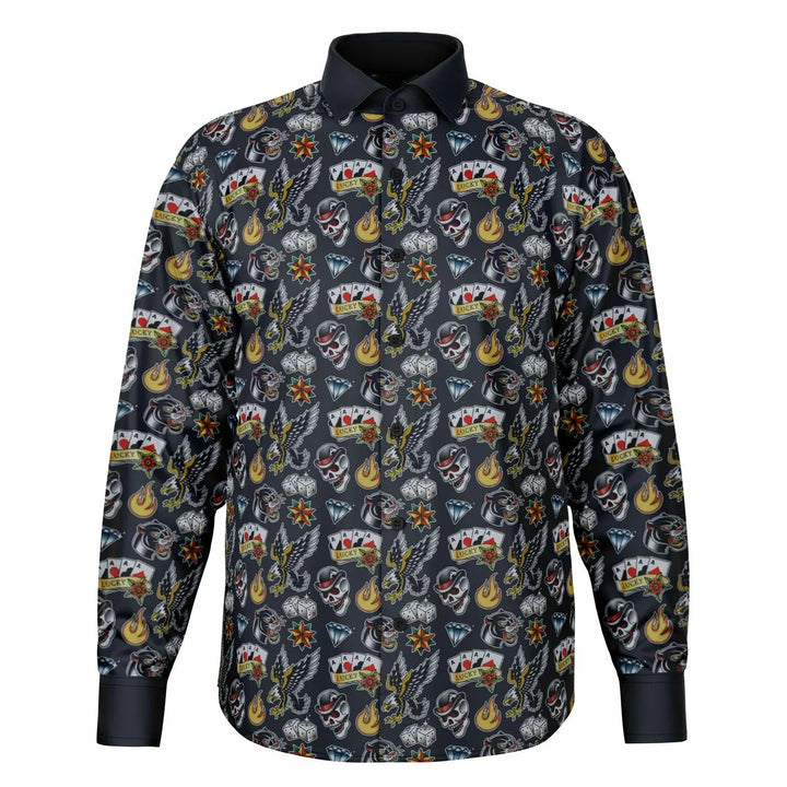 Long Sleeve Button Down Shirt - Long Sleeve Button Down Shirt - AOP