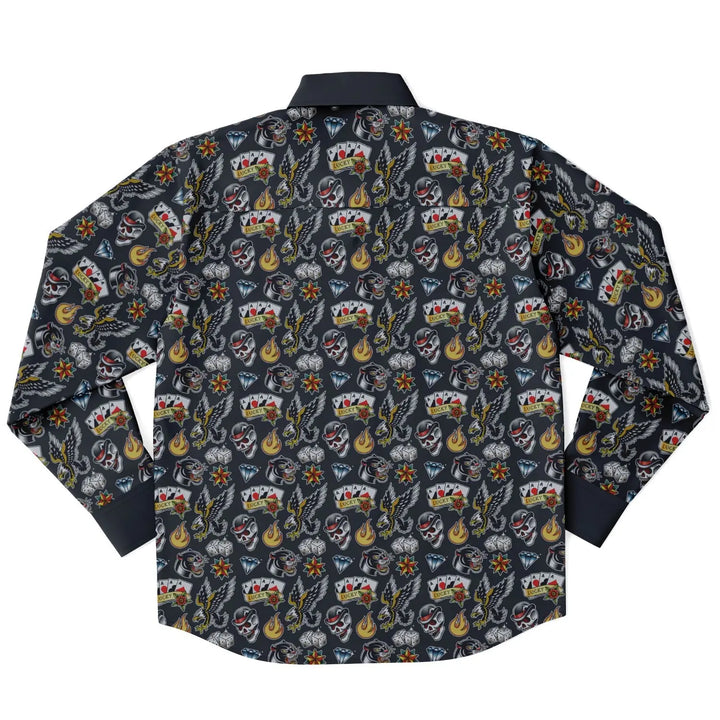 Long Sleeve Button Down Shirt - Long Sleeve Button Down Shirt - AOP