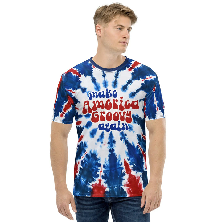 MAKE AMERICA GROOVY AGAIN - tie-dyed t-shirt with all-over print - XS