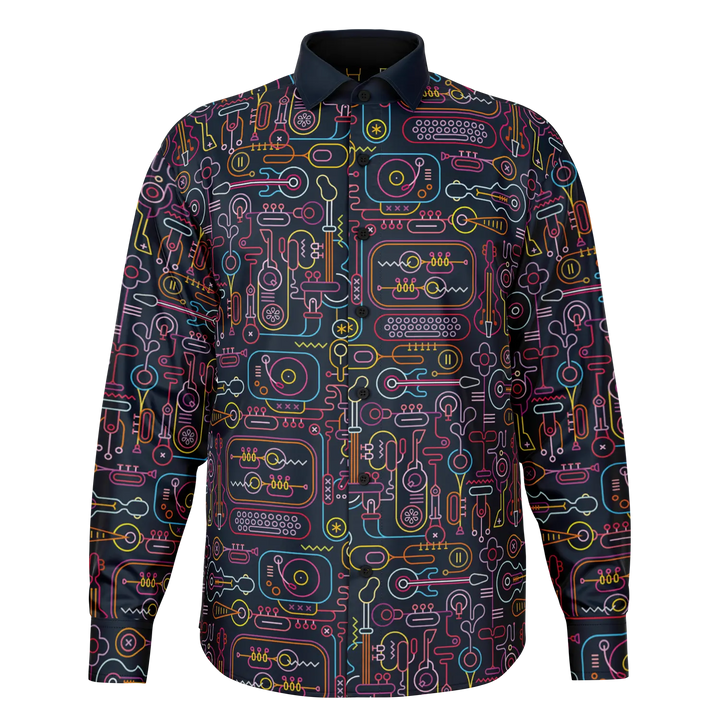 MUSIKA - Long Sleeve Button Down Shirt - Long Sleeve Button Down Shirt