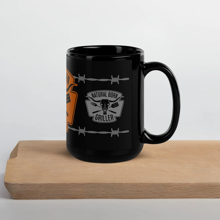 NATURAL BORN GRILLER - Barbed Wire - Black Glossy Mug - Mugs & Drinkware