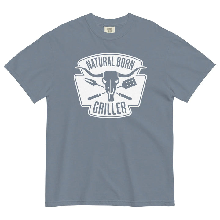 NATURAL BORN GRILLER - Unisex Heavyweight T-Shirt - Blue Jean / S - Unisex T-Shirt