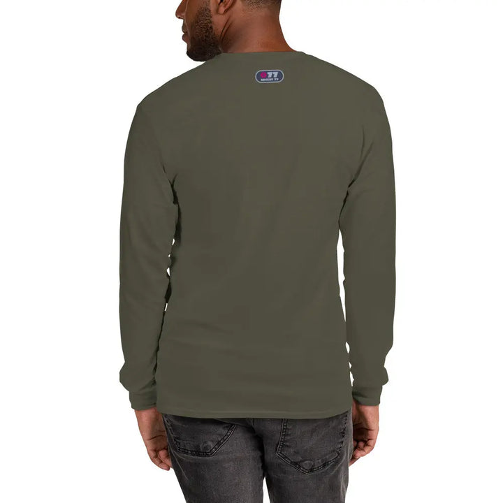 Olive green long-sleeved shirt with logo - PEACE n LOVE n ROCK n ROLL style