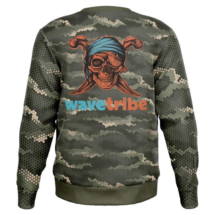 Pixelated Camouflage Sweatshirt Jolly Roger Skull & Crossed Daggers Wavetribe - Sweatshirt