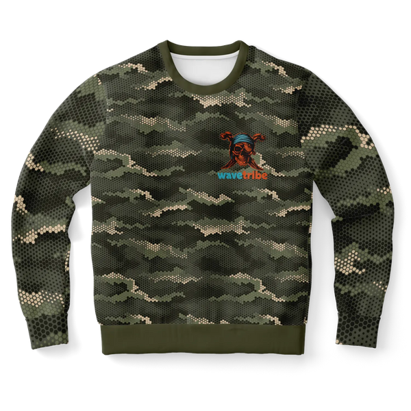 Pixelated Camouflage Sweatshirt Jolly Roger Skull & Crossed Daggers Wavetribe - XS - Sweatshirt