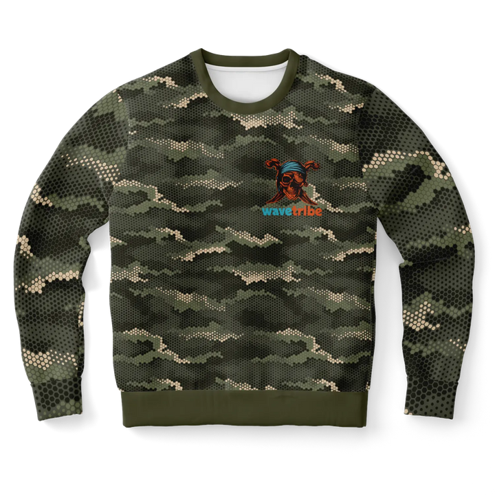 Pixelated Camouflage Sweatshirt Jolly Roger Skull & Crossed Daggers Wavetribe - XS - Sweatshirt