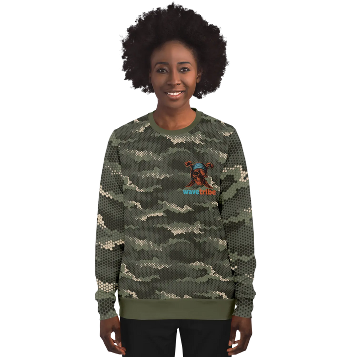 Pixelated Camouflage Sweatshirt Jolly Roger Skull & Crossed Daggers Wavetribe - Sweatshirt