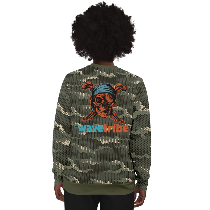 Pixelated Camouflage Sweatshirt Jolly Roger Skull & Crossed Daggers Wavetribe - Sweatshirt