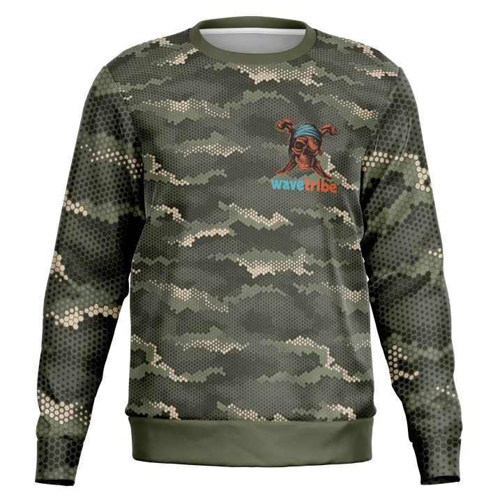 Pixelated Camouflage Sweatshirt Jolly Roger Skull & Crossed Daggers Wavetribe - Sweatshirt