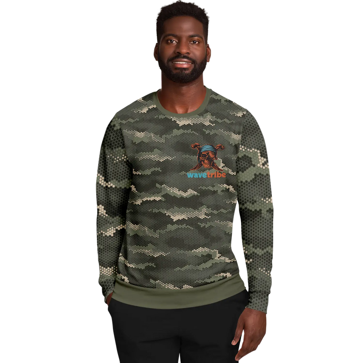 Pixelated Camouflage Sweatshirt Jolly Roger Skull & Crossed Daggers Wavetribe - Sweatshirt