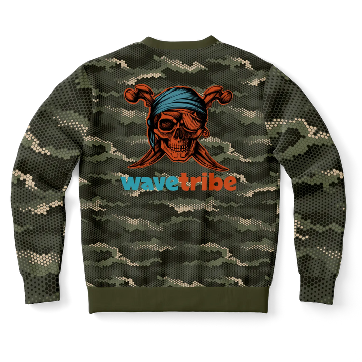 Pixelated Camouflage Sweatshirt Jolly Roger Skull & Crossed Daggers Wavetribe - Sweatshirt