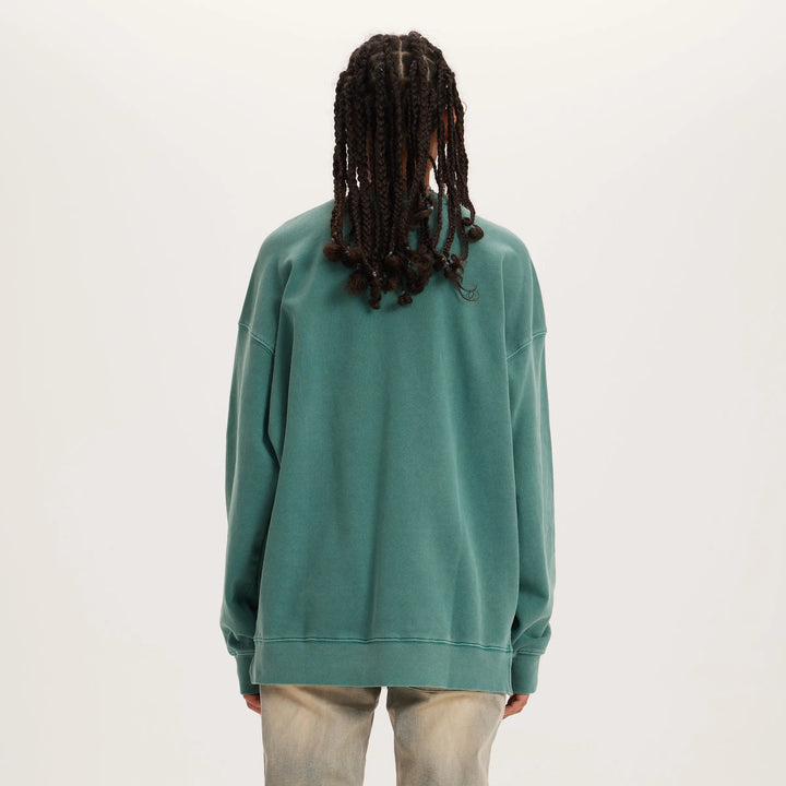 Retro Rockabilly Rebel: Oversized Faded Heavyweight Sweatshirt - Sweatshirt