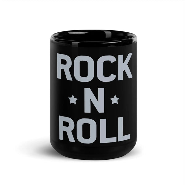 ROCK N ROLL - Black Glossy Mug - Mugs & Drinkware