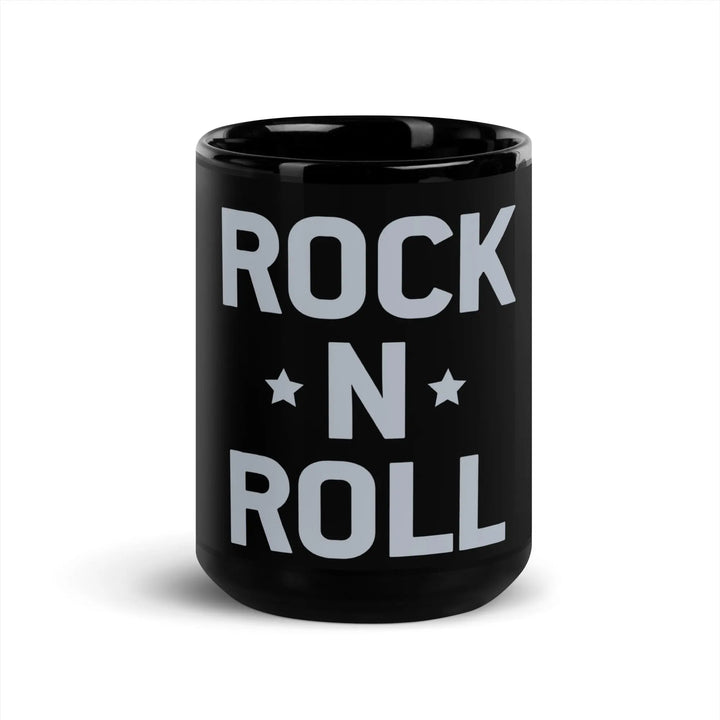 ROCK N ROLL - Black Glossy Mug - Mugs & Drinkware