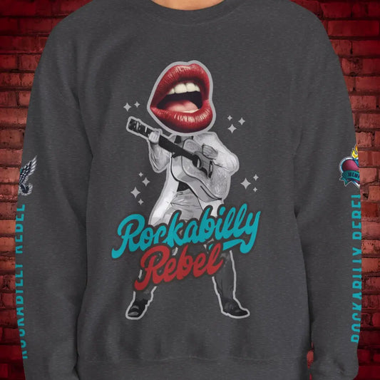 Rockabilly Rebel Crewneck Sweatshirt - S / Dark Heather - Sweatshirt