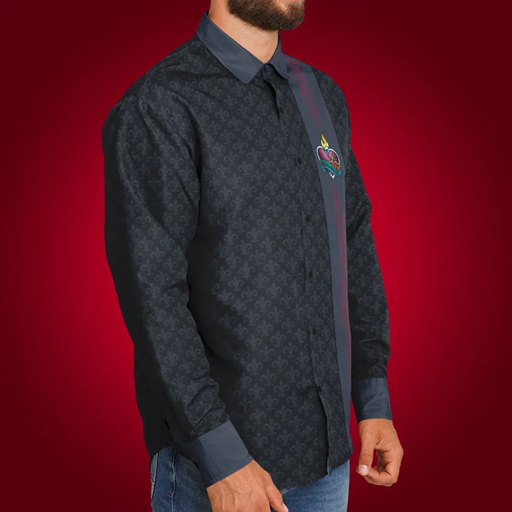 Rockabilly Rebel Long Sleeve Button Down Shirt - Long Sleeve Button Down Shirt
