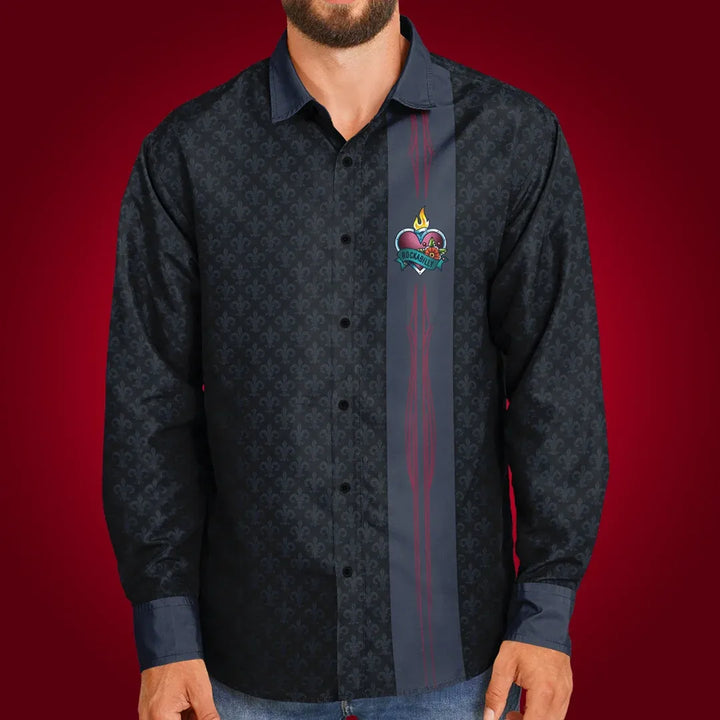 Rockabilly Rebel Long Sleeve Button Down Shirt - Long Sleeve Button Down Shirt