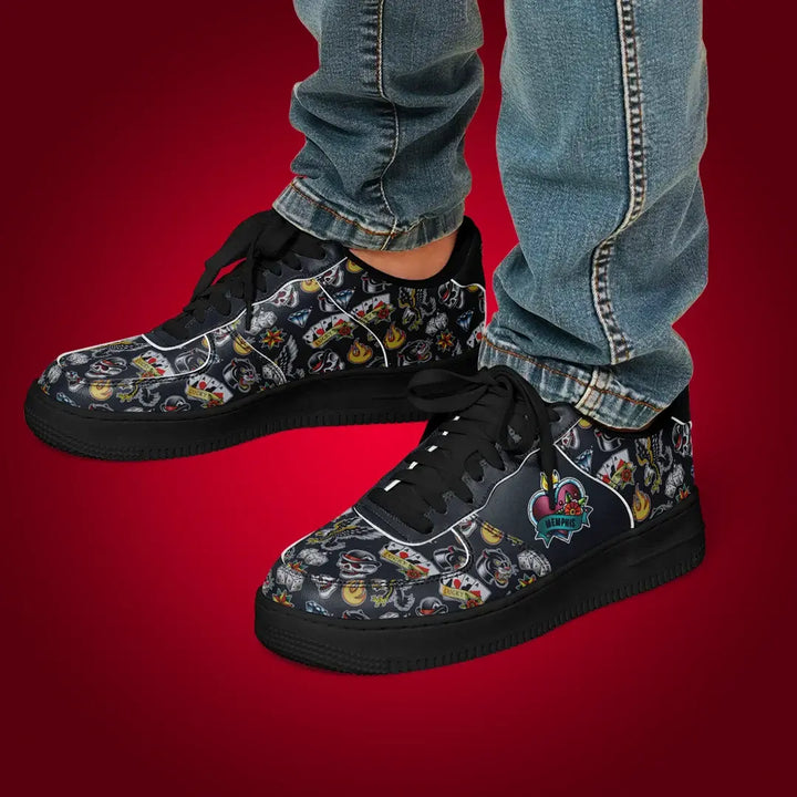 Rockabilly Tattoo Shoes - Core Low Shoes - AOP