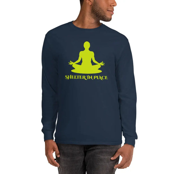 SHELTER IN PLACE - Long Sleeve Shirt - Navy / S - Unisex Long Sleeve