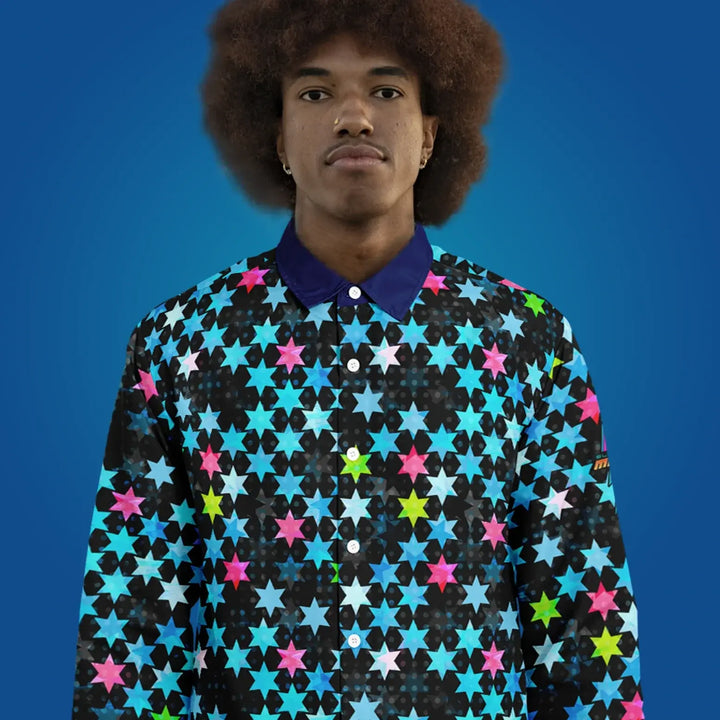 Step into the Spotlight with This Glam Rock Long Sleeve Shirt - Long Sleeve Button Down Shirt