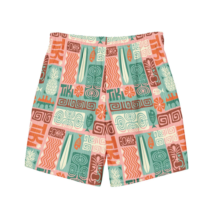 TIKI RETRO Board Shorts UPF 50+ with tropical tiki-inspired design and vibrant patterns