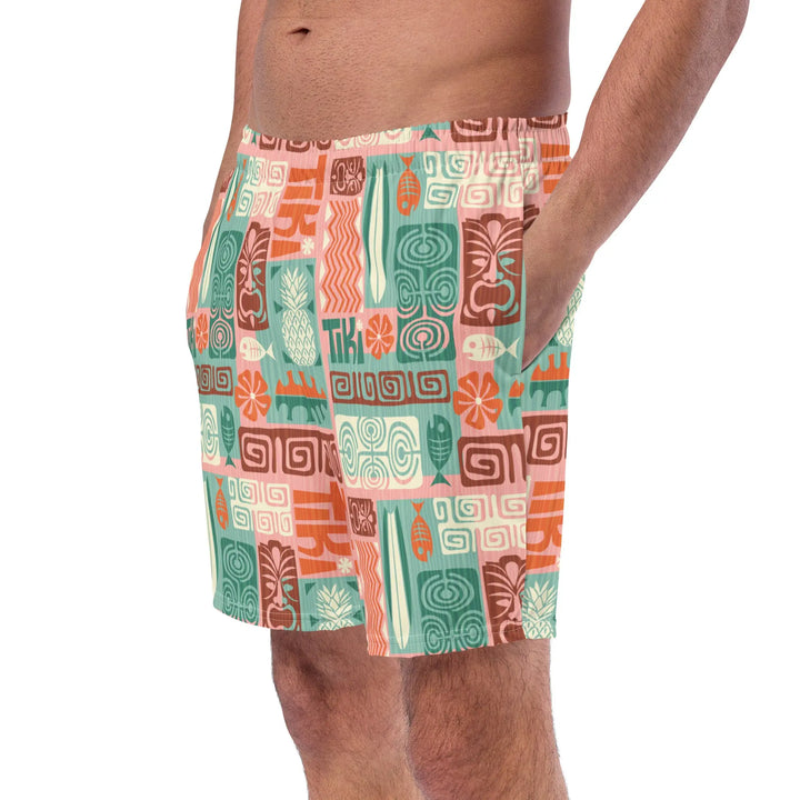 Colorful TIKI RETRO Board Shorts UPF 50+ with tiki-inspired design for men
