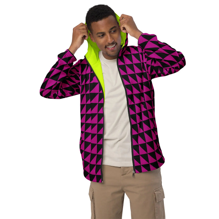 TRIANGLE ANGULAR - Lightweight Windbreaker Magenta Black - Unisex Jacket