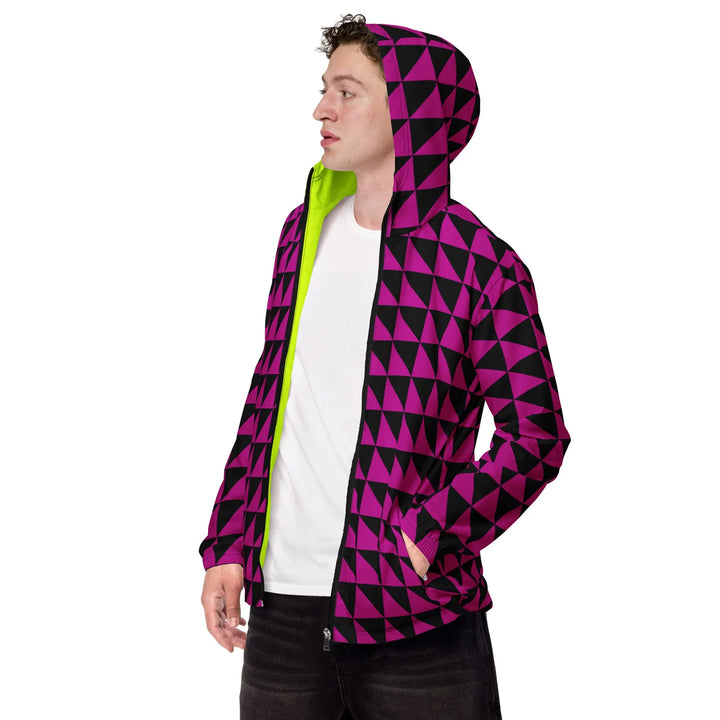 TRIANGLE ANGULAR - Lightweight Windbreaker Magenta Black - Unisex Jacket