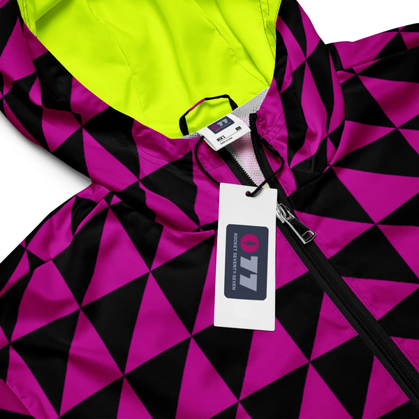 TRIANGLE ANGULAR - Lightweight Windbreaker Magenta Black - Unisex Jacket