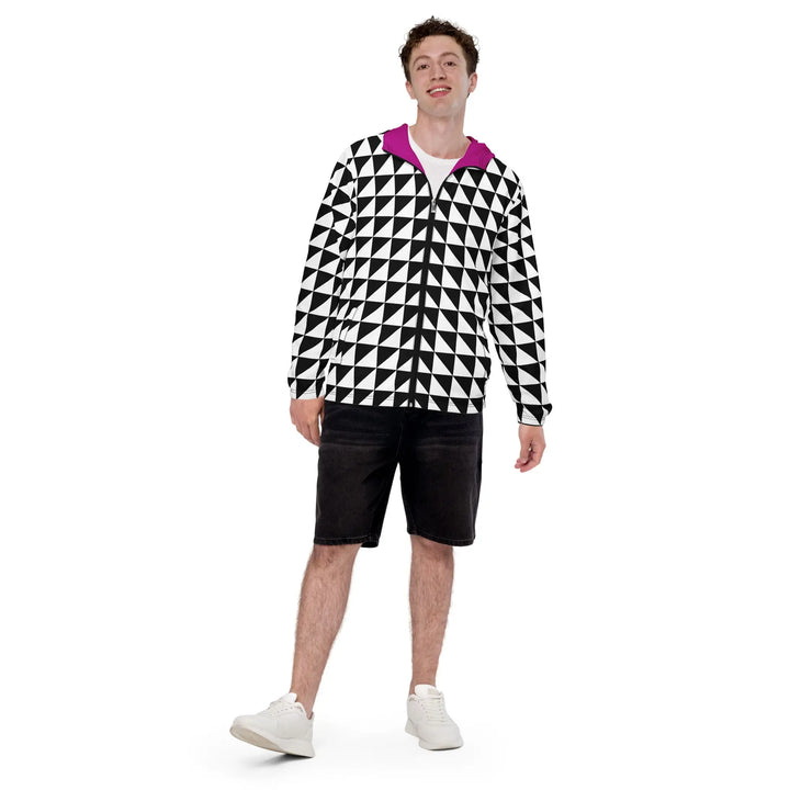 TRIANGLES ANGULAR - Lightweight Windbreaker Black White - Unisex Jacket