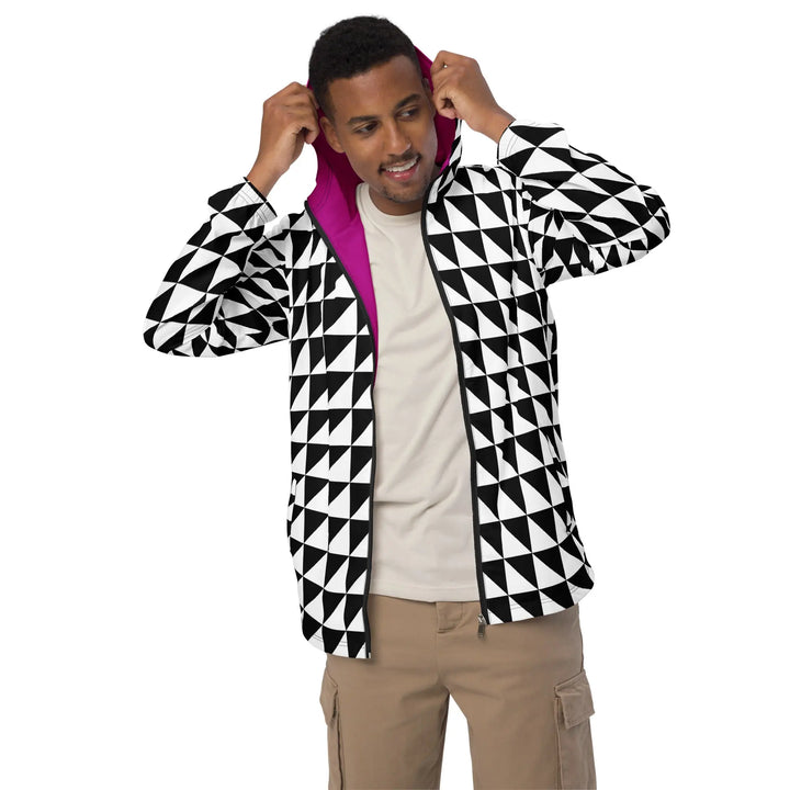 TRIANGLES ANGULAR - Lightweight Windbreaker Black White - Unisex Jacket