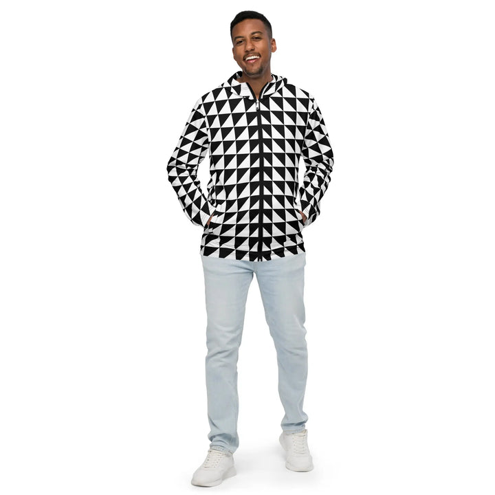 TRIANGLES ANGULAR - Lightweight Windbreaker Black White - Unisex Jacket