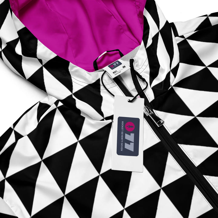 TRIANGLES ANGULAR - Lightweight Windbreaker Black White - Unisex Jacket
