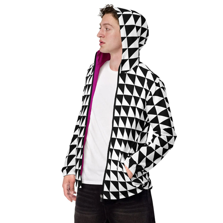 TRIANGLES ANGULAR - Lightweight Windbreaker Black White - Unisex Jacket