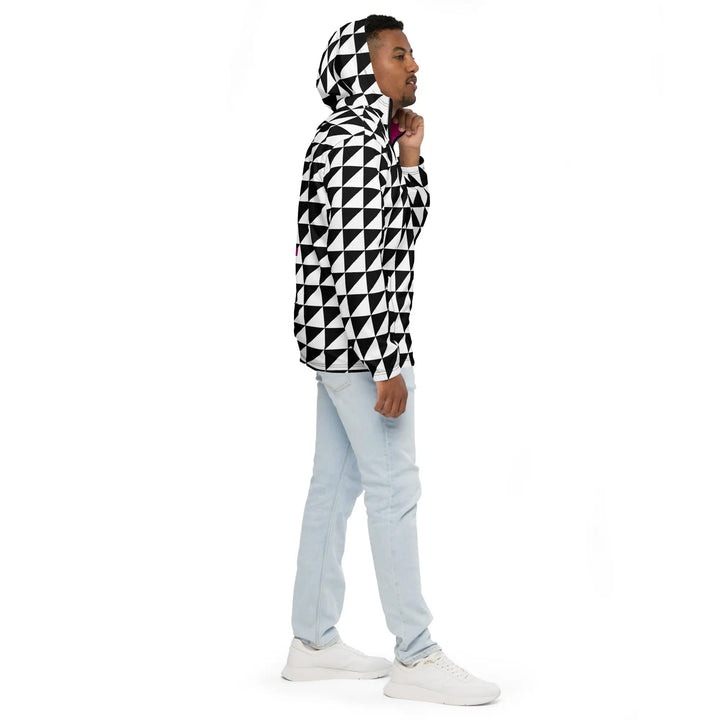 TRIANGLES ANGULAR - Lightweight Windbreaker Black White - Unisex Jacket