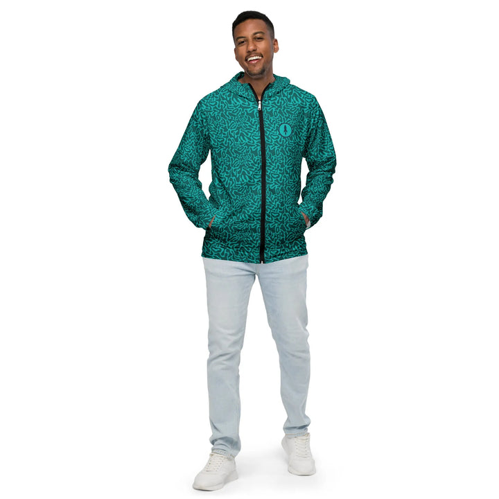 Turquoise Graphic Camo Lightweight Windbreaker. Great for cycling or jogging. - Jacket