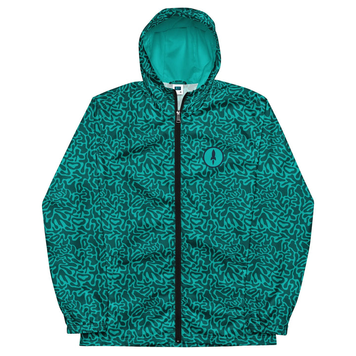Turquoise Graphic Camo Lightweight Windbreaker. Great for cycling or jogging. - Jacket