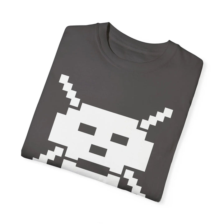 VIVA LA TECHNOLOGIE - Dark gray relaxed fit garment-dyed t-shirt with pixelated skull